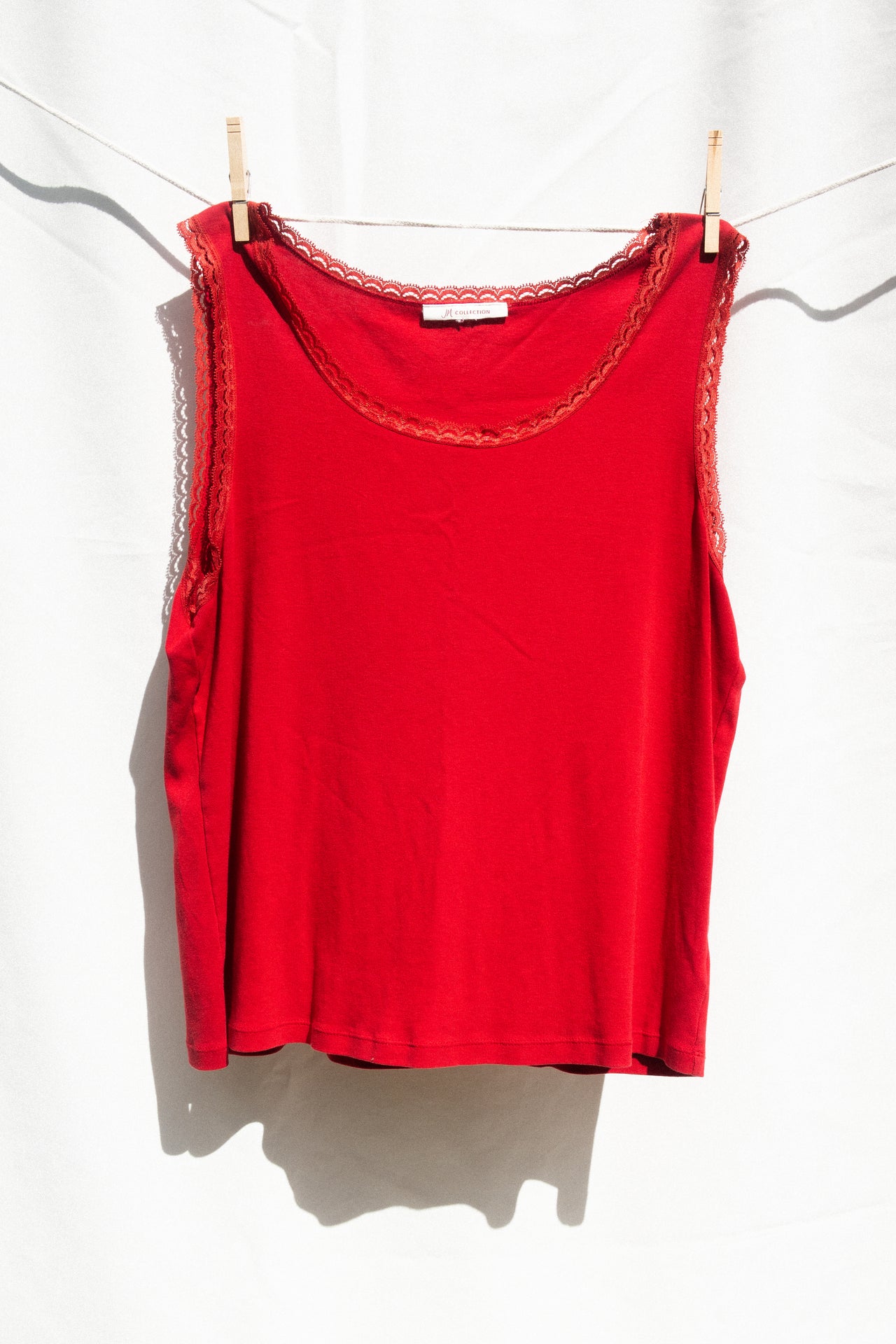 Red Lace Lined Tank Top