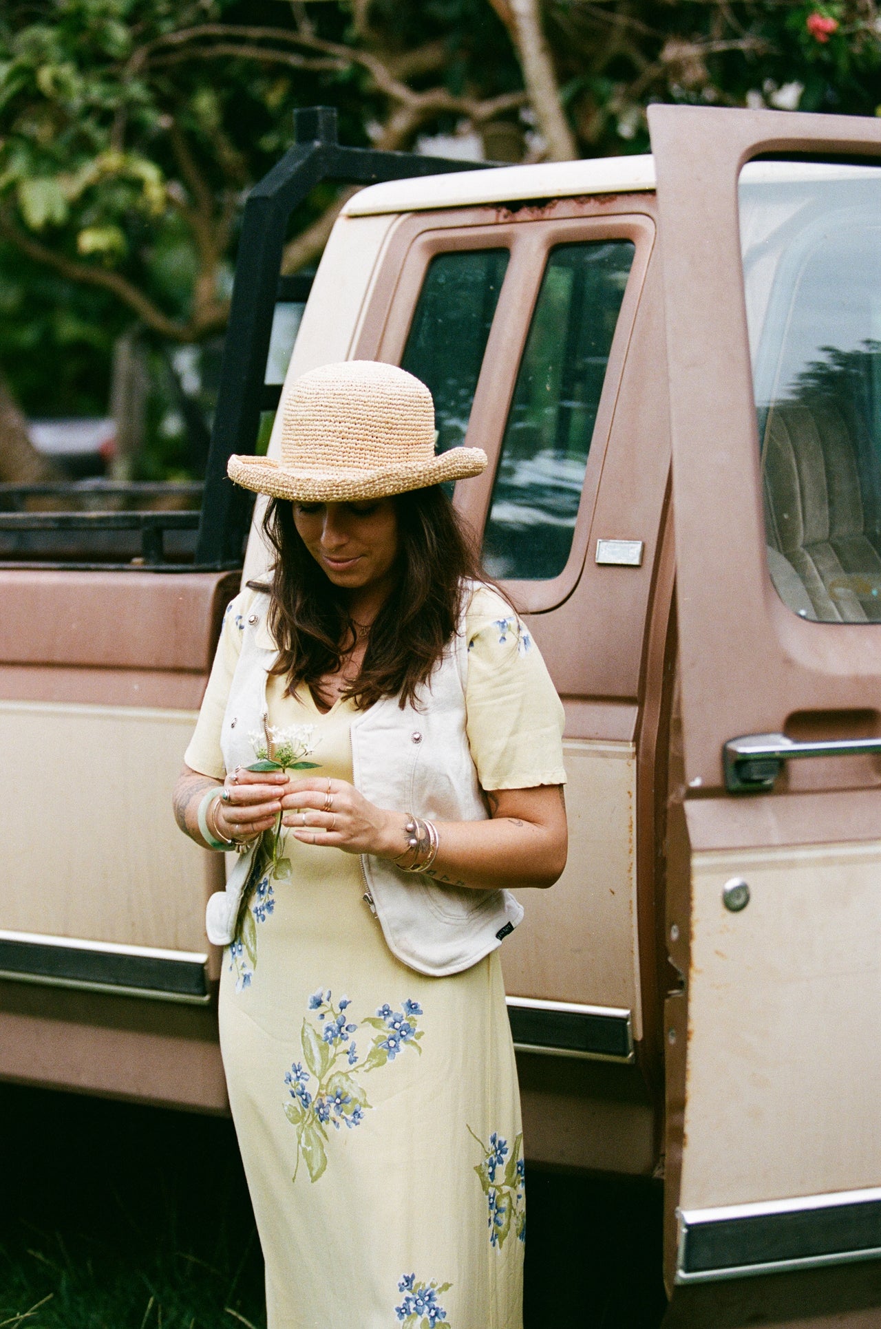 yellow floral collared dress