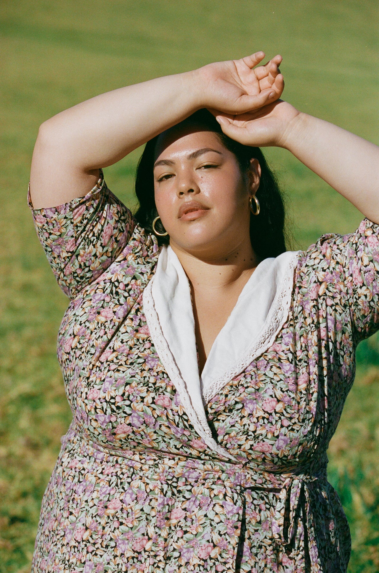 tūtū floral dress with lace collar