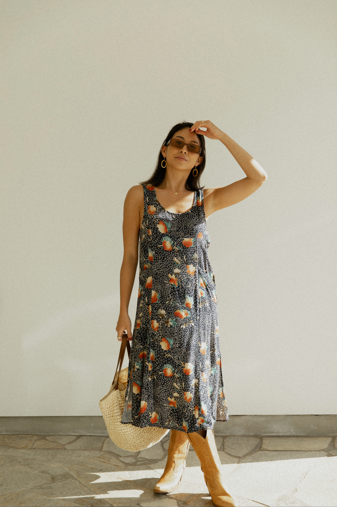 Black and rust floral dress