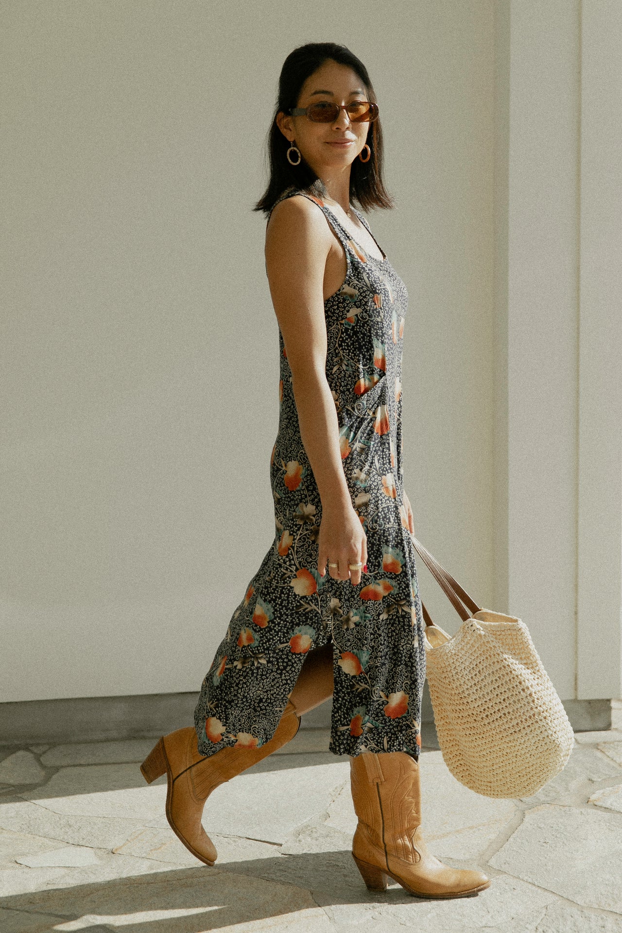 Black and rust floral dress