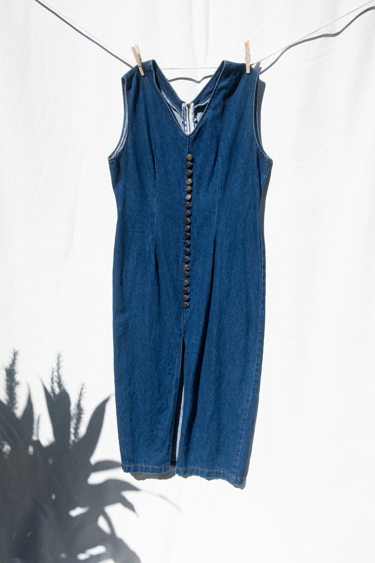 Denim Midi Dress with Buttons